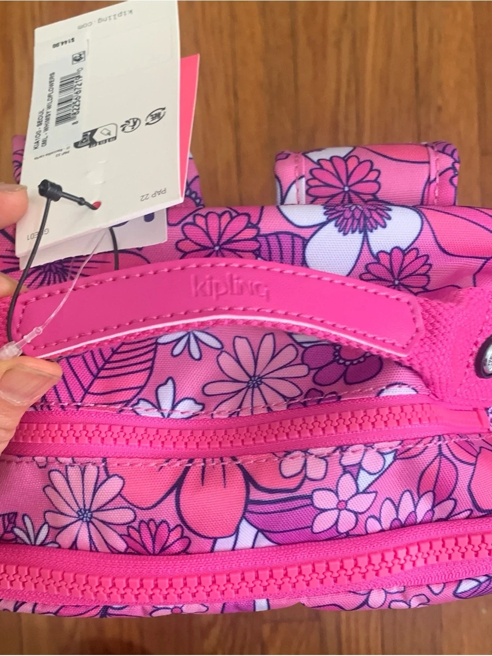 Kipling Seoul whimsy wildflowers Pink Backpack school with Plush Monkey Charm